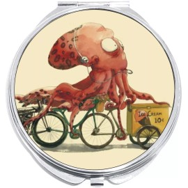 NewCharms Octopus Bicycle Funny Compact with Mirrors - Perfect for your Pocket or Purse