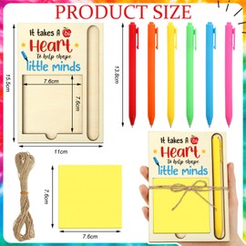 Chiisong 54 Pcs Teacher Appreciation Wooden Note Holder Gift Set Includes 18 Pcs Each of Year Wooden Ballpoint Pen and Colorful Note Holder Thank You Teacher Graduation Back to School Gift