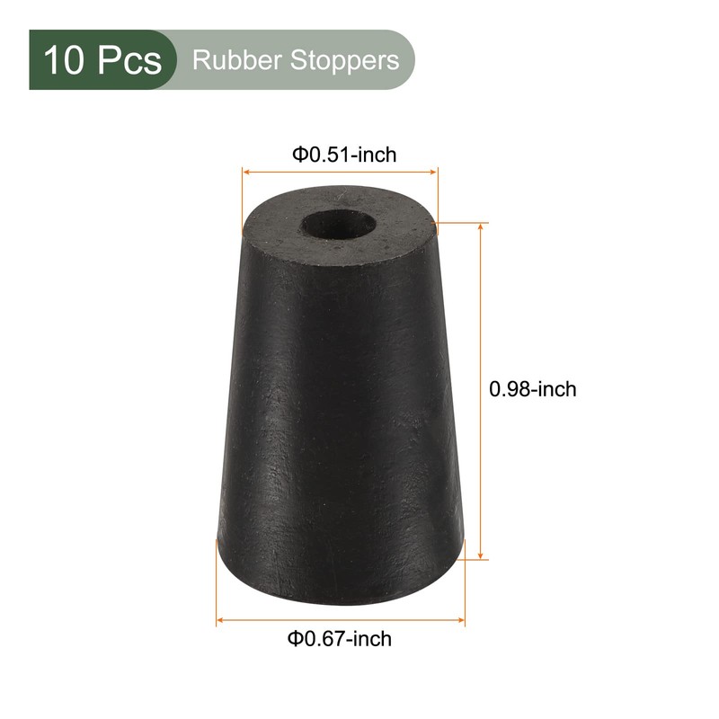 YOKIVE Pack of 10 Rubber Stoppers with Hole, Conical Plugs