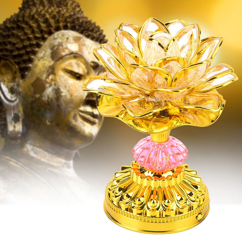 LED Multicolor Buddhist Lotus Lamp with 13 Different Buddhist Songs