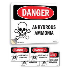 Anhydrous Ammonia OSHA Danger Vinyl Decal Label 7 Inch x 5 Inch - 5 Pack