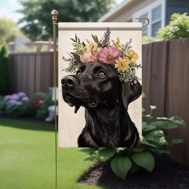 Starlit Patio Welcome Summer Spring Garden Flag 12x18 Double Sided Floral Labrador Dog Yard Flag Small Outdoor Welcome Flag Outdoor Decoration for Yard Patio Lawn