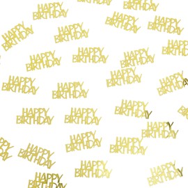 Gold Happy Birthday Confetti, Birthday Table Paper Confetti Scatter Decorations for Party Baby Shower DIY Arts and Crafting (0.03 lbs)