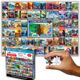 Think2Master Colorful Vintage USA National Parks 500 Pieces Large Format Jigsaw Puzzle for Kids 12+, Teens, Adults & Families. Great Gift for People Interested in Traveling. Size: 26.8” X 18.9”