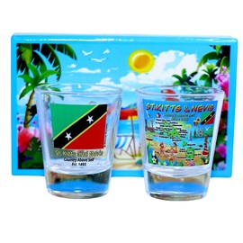 World By Shotglass St. Kitts & Nevis Caribbean Boxed Shot Glass Set (Set of 2)