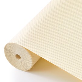 ALIUNI 100% EVA Shelf Liner for Kitchen Cabinet, 12" x 120" Drawer Liners Non Adhesive Non Slip Waterproof Plastic Paper, Dresser Pantry Bathroom Refrigerator Protector, Cream