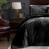 TAMGHO Crushed Velvet Comforter, Black Queen Comforter Set, Luxury Soft