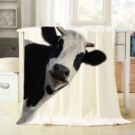 Mugod Cow Throw Blanket Funny Cow Isolated on a White Background Decorative Soft Warm Cozy Flannel Plush Throws Blankets for Baby Toddler Dog Cat 30 X 40 Inch