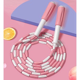 mostsom Cuerda de saltar suave con cuentas, longitud ajustable, adecuada para niños, adultos y ancianos, fitness, escuela, pérdida de peso perfecta de 9 pies (rosa)