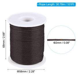 PATIKIL 2mm x 100feet Nylon String for Bracelets Braided Nylon Cord Nylon Thread for Wind Chime Beading Necklaces Blinds DIY Craft Jewelry Making, Coffee