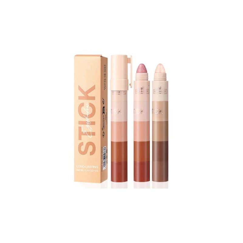 5-in-1 Eyeshadow Pencil Set, 10 Colours, Highly Pigmented Cream Glitter