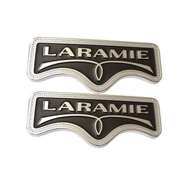 2 Pack LARAMIE Emblem Badge Sticker Tailgate Compatible For Ram 1500 2500 3500 Mopar (Chrome/Black)