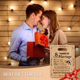 Gleevara 8th Anniversary Wedding Gifts, Romantic Bronze Wedding Gifts for Him Her, Bamboo Cutting Board for Couple Husband Wife