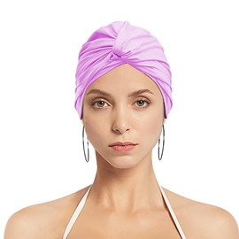 Swimming Cap for Women Girls Swim Cap Pleated Fabric Turban Retro Bathing Cap Beach Hat for Long Hair Swimming Cap Elegance Shower Cap Non Waterproof