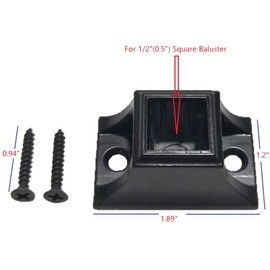 Langdoly 1/2" Iron Baluster Level Shoes for Indoor Stairs Satin Black (Pack of 30pcs)