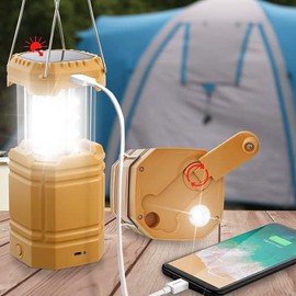 Electric LED Camping Lantern,Portable Solar Hand Crank Flashlight for Emergency, Rechargeable Bright Survival Tent Lantern with Long Hours,USB Charger for Power Outages Outdoor,Hurricane Lantern Light