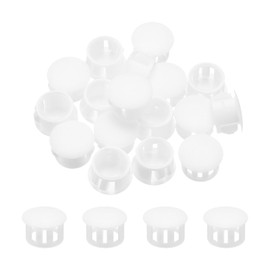 sourcing map 32PCS 14mm(9/16") White Plastic Hole Plugs, Flush Type Panel Hole Plugs Insert End Caps for Locking Hole Tubes Furniture Cabinet