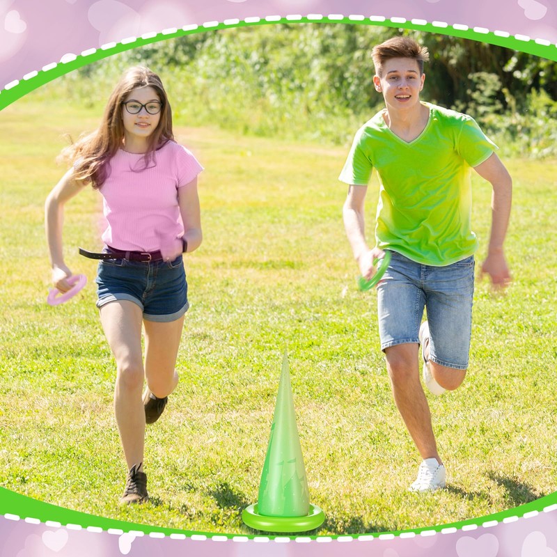 Jenaai 6 Set Halloween Inflatable Witch Hat Ring Toss Game