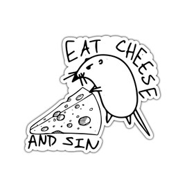 3pcs Eat Cheese and Sin Sticker, Funny Cheese Decals Meme Sticker for Kids, Water Bottle Stickers Waterproof Vinyl Phone Decal, Skateboard Stickers, Book Decal 3in
