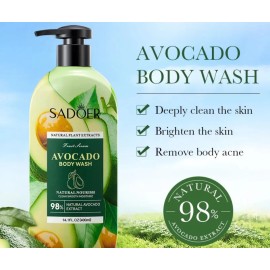 SADOER Avocado body wash, Natural Clean Plant, 98% Natural Avocado Extract 400ml
