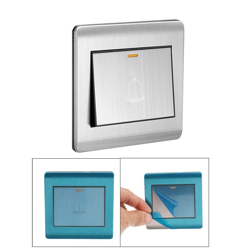 uxcell Doorbell Push Button Switch Wall Mounted Resettable Square Silver