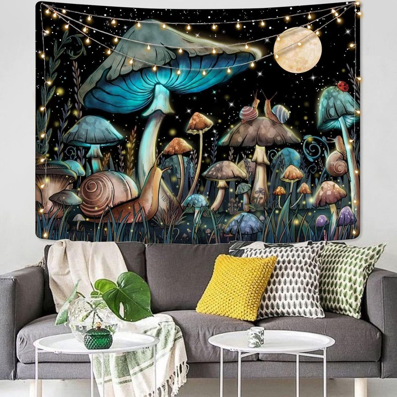 Lifezilla Mushroom Wall Tapestry for Bedroom - Cute Anime Hanging