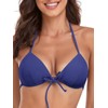 RELLECIGA - Bikini triangular para mujer, Azul marino, L