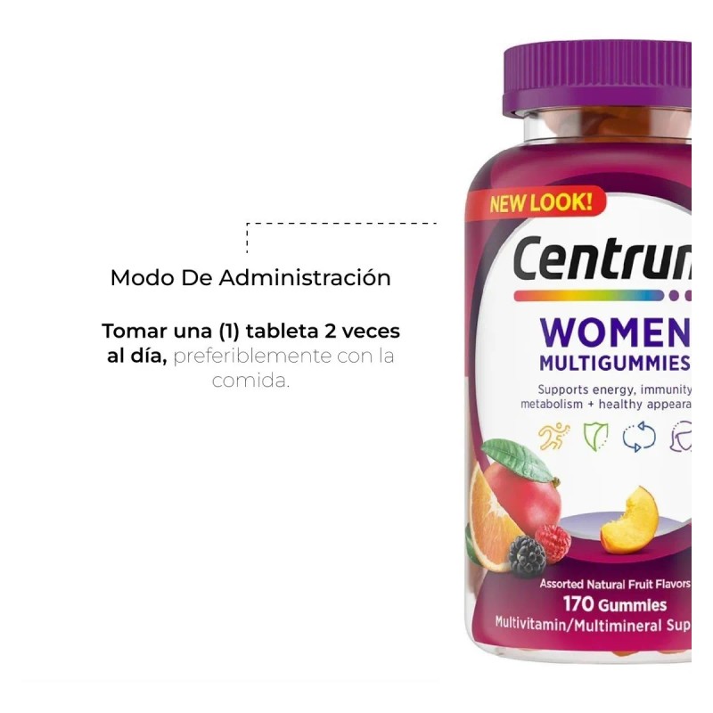 Multivitamínicos Mujer Centrum Sabor Frutas 170 Gomitas