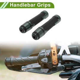 HOPESPANNER 7/8" 22mm 15/16" 24mm Universal Motorcycle Hand Grips Cover Non Slip Aluminum Alloy Rubber Handlebar End Grips Titanium Tone 1 Pair