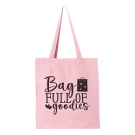 TeesAndTankYou Bag Full of Goodies Canvas Tote Bag Reusable Grocery Bag for Shopping and Travel (Pink)