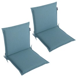 LILENO HOME Garden Chair Cushions in Aqua [Set of 2 - Low-Back] - Comfortable Loungers as Seat Cushions for Garden Furniture - Chair Cushions for Garden Chairs and Folding Chairs Malt