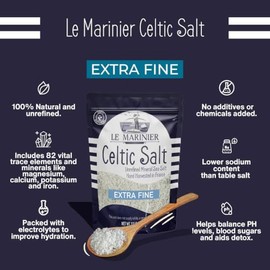 LE MARINIER CELTIC SALT Sal marina extrafina francesa Le Marinier, paquete de 2 de 1,1 lb a 18 oz. Sal marina francesa sin refinar ric 18 onzas (paque