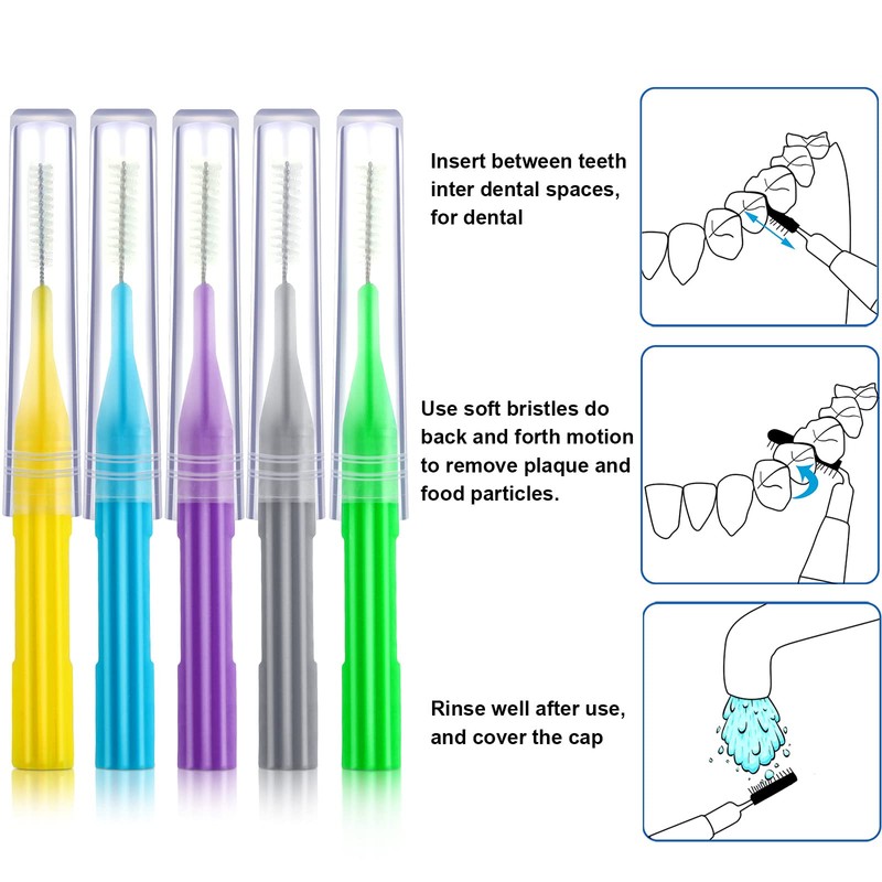 Patelai 50 Pieces Braces Brush for Cleaner Interdental Brush Between