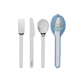Rosti Mepal Ellipse Cutlery Set Stainless Steel / Polypropylene, 19.5 x 5.1 x 2.3 cm, 3 Pieces, 19.5 x 5.1 x 2.3 cm