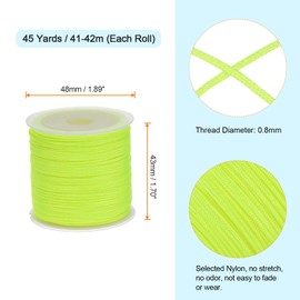 HARFINGTON 4 Rolls Nylon String Cord 45 Yards 0.8mm Nylon Cord Beading Satin String for Bracelet Jewelry Making Chinese Knotting Cord Necklaces Kumihimo Bracelets Craft, Fluorescent Yellow