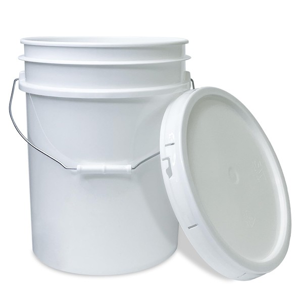 ePackageSupply, 5-Gallon White Plastic Bucket with Lid - Durable 90 Mil All Purpose Pail - Food Grade - Contains No BPA Plastic - Recyclable - Made in USA - 1 Count