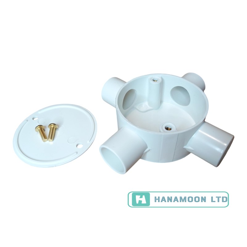 White 20mm PVC Conduit Box 4 Way Terminal Box with