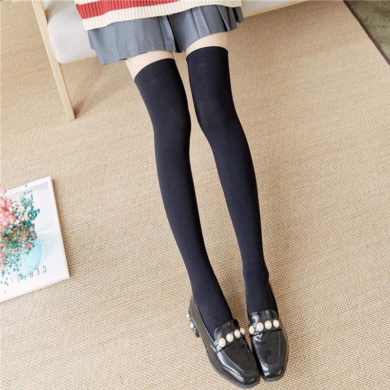 FineGood Black & White Knee High Stockings, Compression Costume, Cosplay,