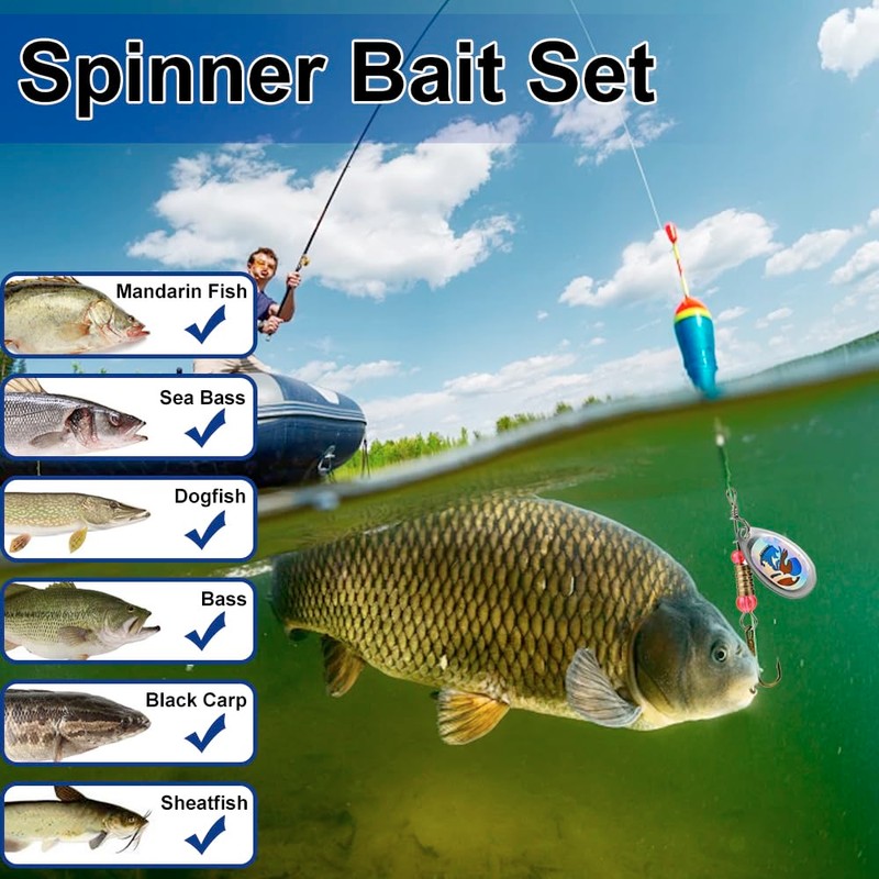 10 PCS Spinner Bait Set Multi Colored Fishing Lures Set