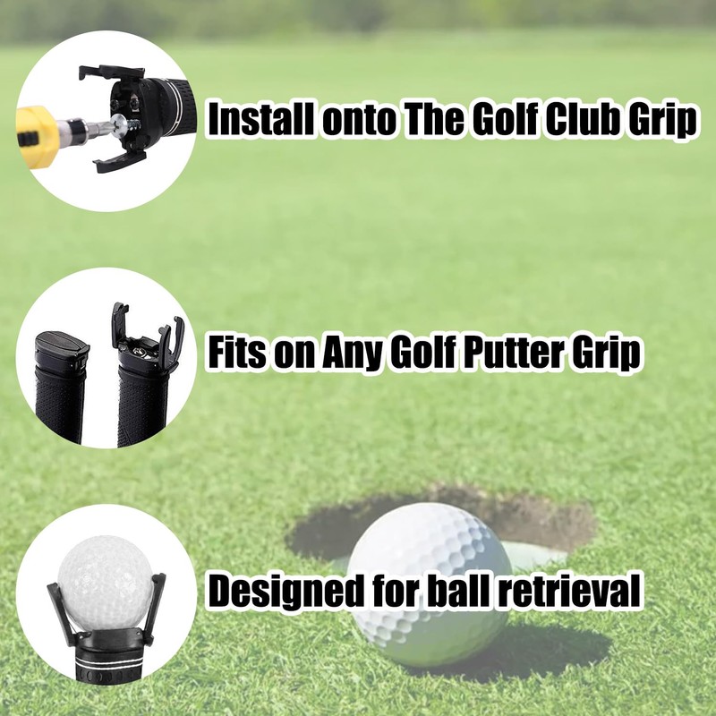 SYEYCW 3 Pcs Golf Ball Retriever for Putter, Plastic Foldable