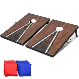 GoSports 3 x 2 ft Cornhole Board Set - Portable Outdoor Toss Game for Adults & Family - Includes Set of 8 Bean Bags with Built-in Storage - Dark Rustic