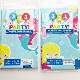 DG Party Lot Of 2 Mermaid Birthday Party Theme Rectangle Plastic Table Cover