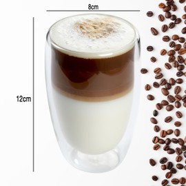 NORDIC SCHILLER Double-walled coffee glasses, latte macchiato glasses, double-walled, 2 x 450 ml, ideal as thermal glasses, double-walled for cappuccino, coffee glasses, tea glasses