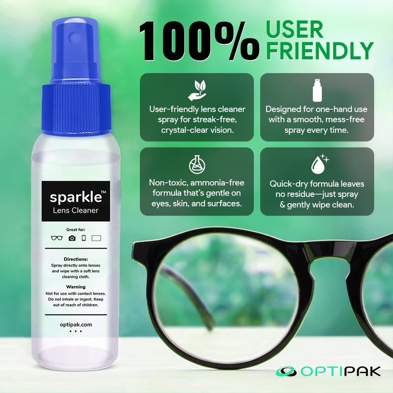 OPTIPAK Sparkle Anti-Reflective Lens Cleaner Spray kit | (1) 1oz