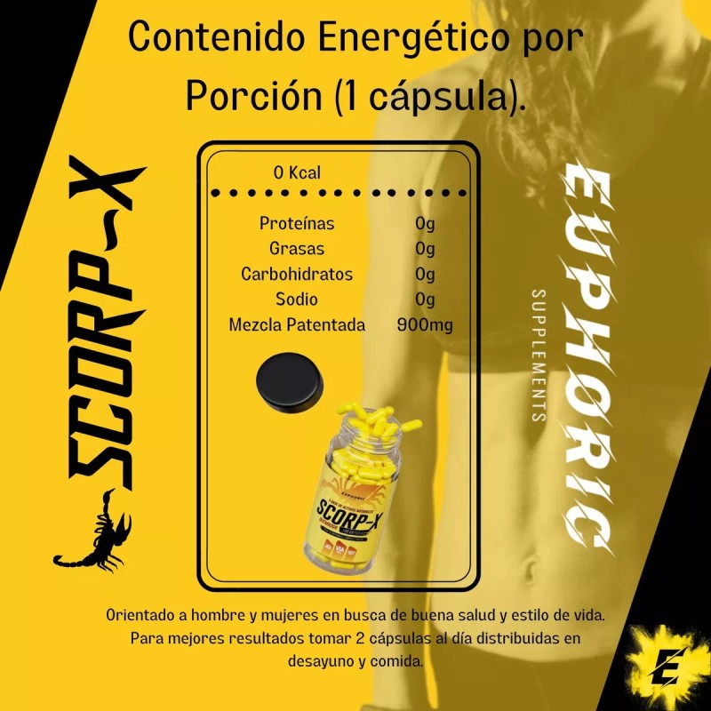 Euphoric Termogenico Scorp-x Euphoric Quemador De Grasa 100 Cápsulas Sabor