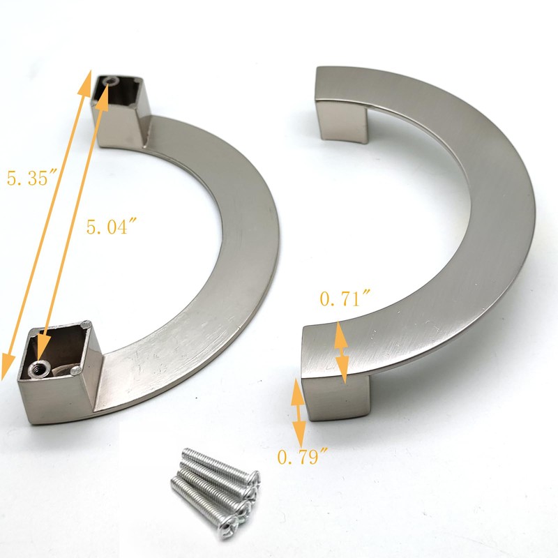 Susenya Half Moon Handles,1-Pack, Brushed Silver Cabinet Pulls 5.04" Hole