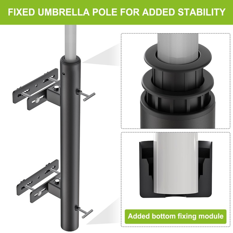 Lifeswell Heavy Duty Deck Railing Umbrella Holder, Adjustable Patio Umbrella