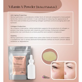 Talsen Chemicals Vitamin A Powder Retinyl Palmitate, Pure Retinol Powdered Vitamin Water Soluble Vitamin A USP & Cosmetic Grade (1 oz. / 28 Grams)