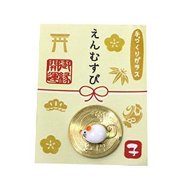 フォーカート オブジェ 白 幅2.1cm かわいい手作り ガラス細工 えん結び お守り 子 CYK1884
