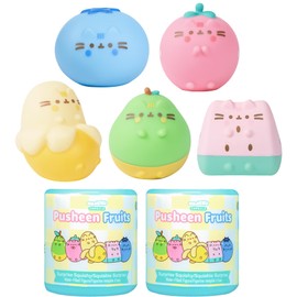 Hamee Pusheen The Cat [Surprise Blind Capsule] [Fruits Series] Cute Water Filled Squishy Toy [Birthday Gift Bags, Party Favors, Gift Basket Filler, Stress Relief Toys] (Assorted - 2 Pc.)